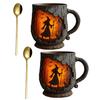 Vintage Coffee Mugs Mystical Witch Bark Texture Mug Halloween Campfire Cup Outdoor