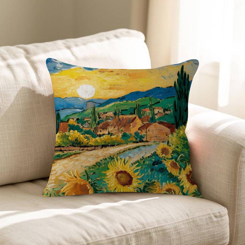 Vincent Van Gogh Oil INS Office Cushion Pillowcase Car Cushion Cover45X45CM Lumbar Pillowcase Sofa Pillowcover