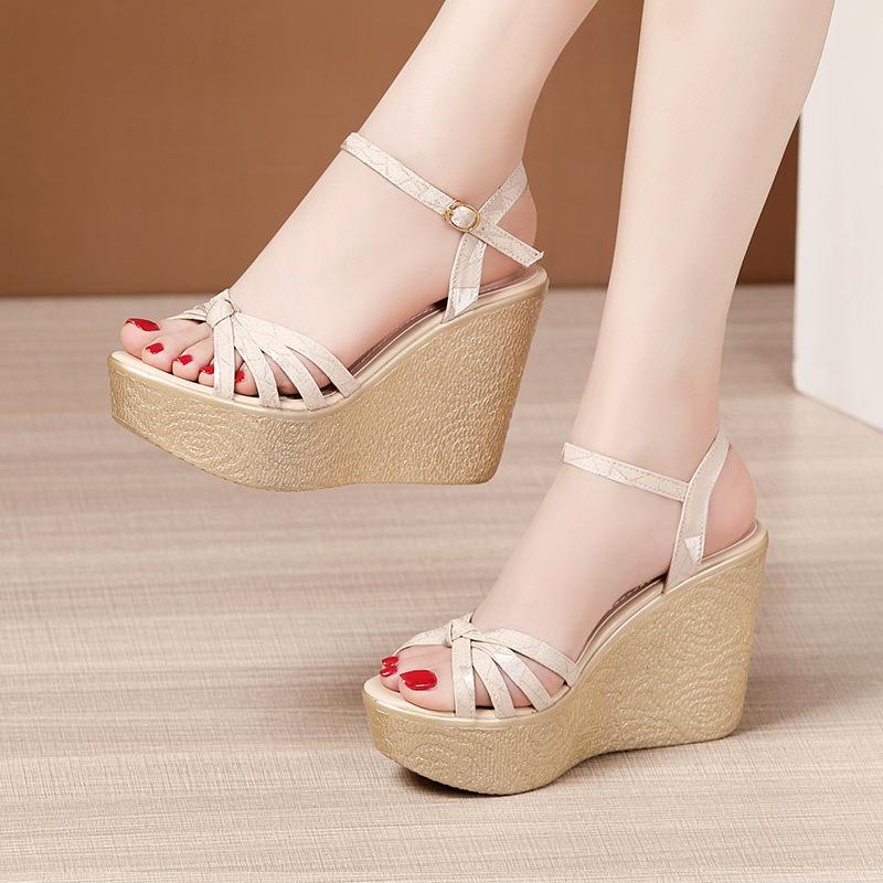 Plus Size 32-43 Open Toe Platform Female Sandals Women's Shoes Wedges Super High Heel Shoes Ladies High Heels Sandal