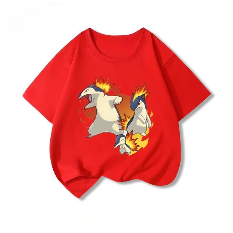 Potdemiel New Summer Style Pure Cotton Childrens TShirts Pikachu Print Unisex Size Comfortable and Breathable