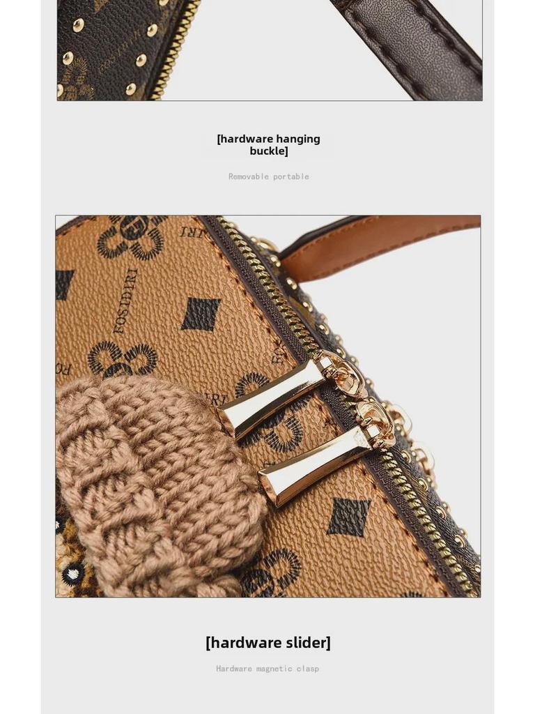 2023 Новая женская сумка через плечо с мультяшным медведем - маленькая квадратная сумка через плечо