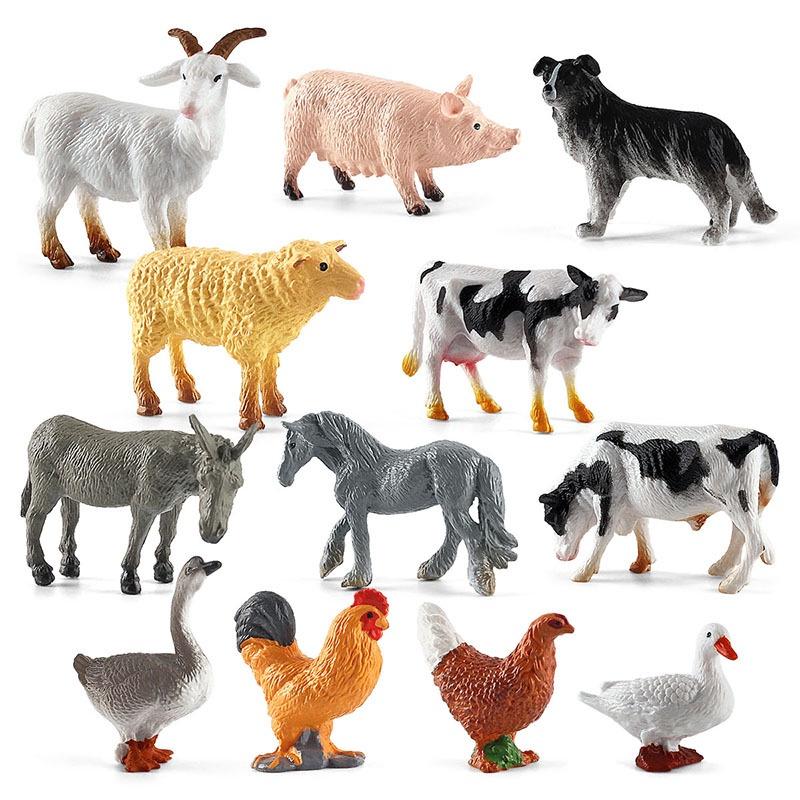 Educational Farm Animal Toy Set For Kids, 12 Miniature Figures Included