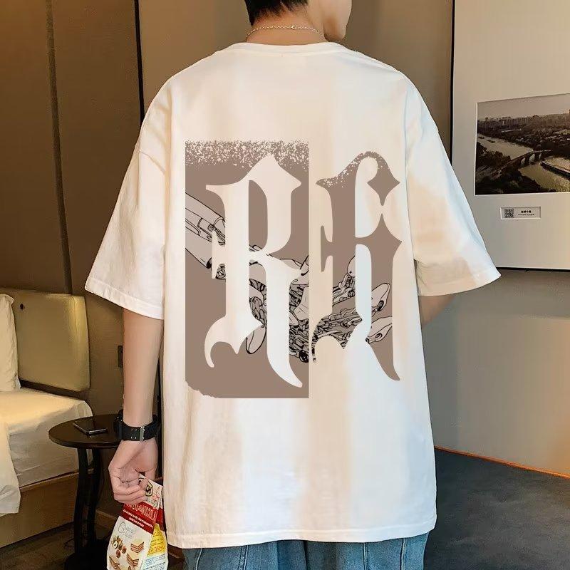 M-8XL Мужская футболка с коротким рукавом плюс размер Футболка с буквенным графическим принтом Мужская модная футболка в стиле ретро с круглым вырезом Модные футболки в стиле ретро для