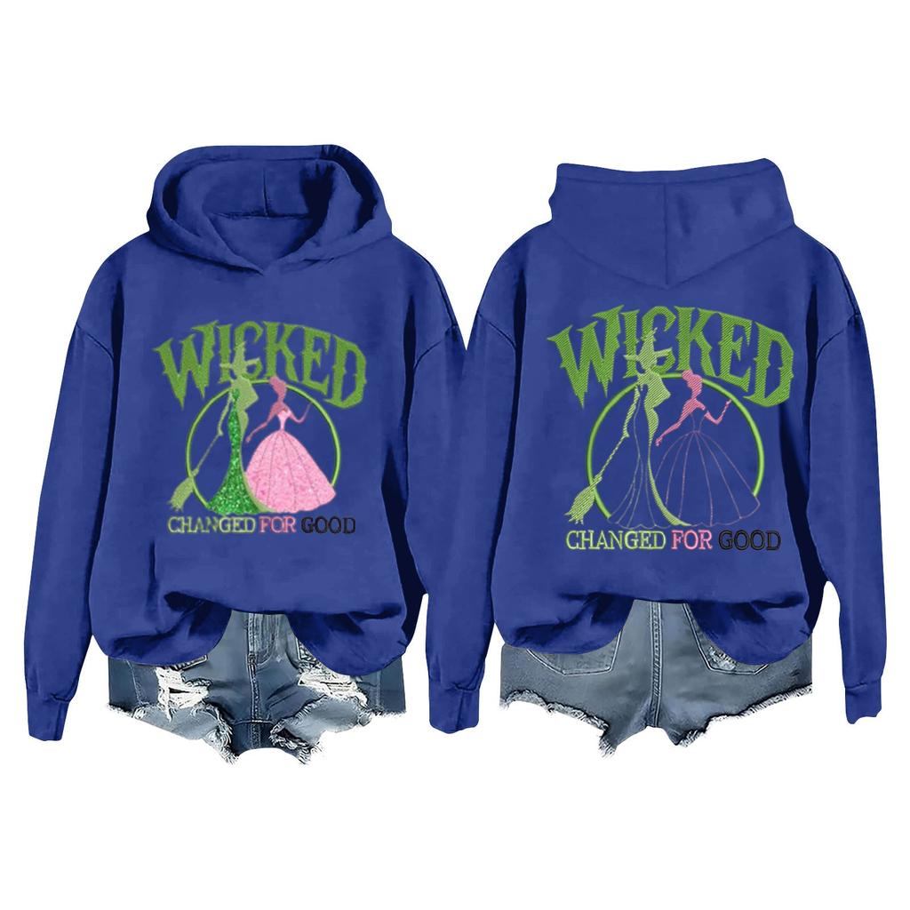 Женская повседневная толстовка с капюшоном и принтом ведьмы с длинными рукавами