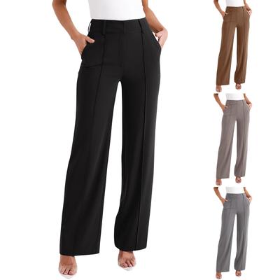 Женские льняные брюки с широкими штанинами, эластичные брюки-палаццо с высокой талией, повседневная свободная одежда для пляжного отдыха с карманами