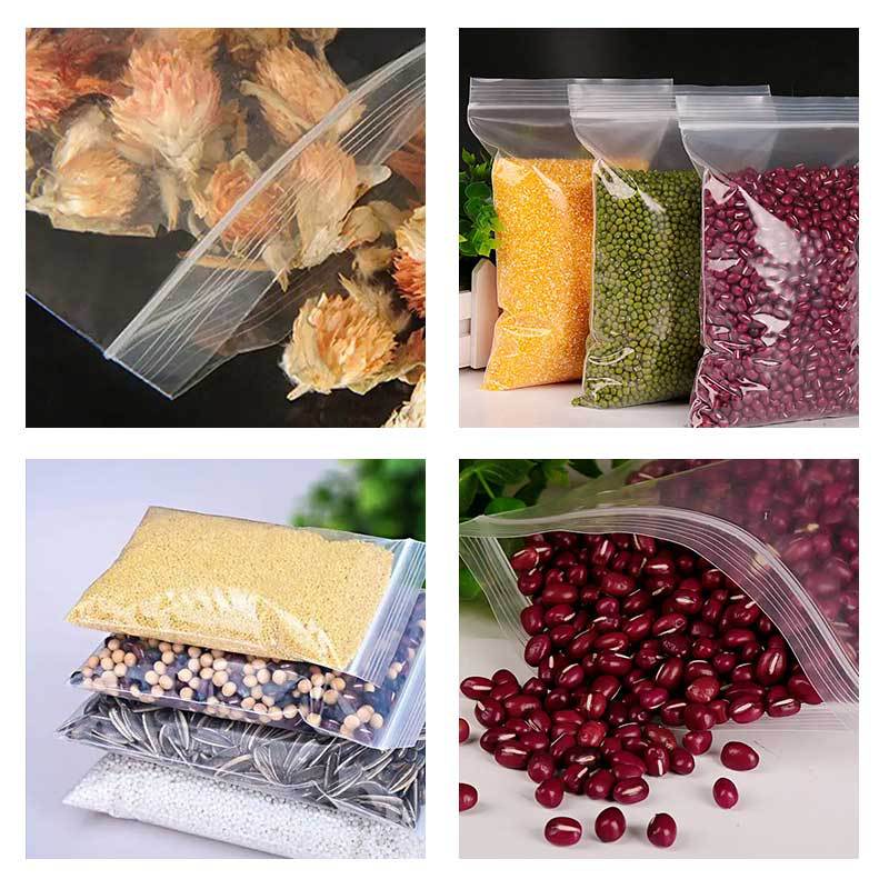 100 шт./упак. закрывающиеся пакеты на молнии, самозапечатывающийся прозрачный полиэтиленовый пакет, упаковка для хранения продуктов, вакуумная сумка для хранения, многоразовый органайзер для свежести