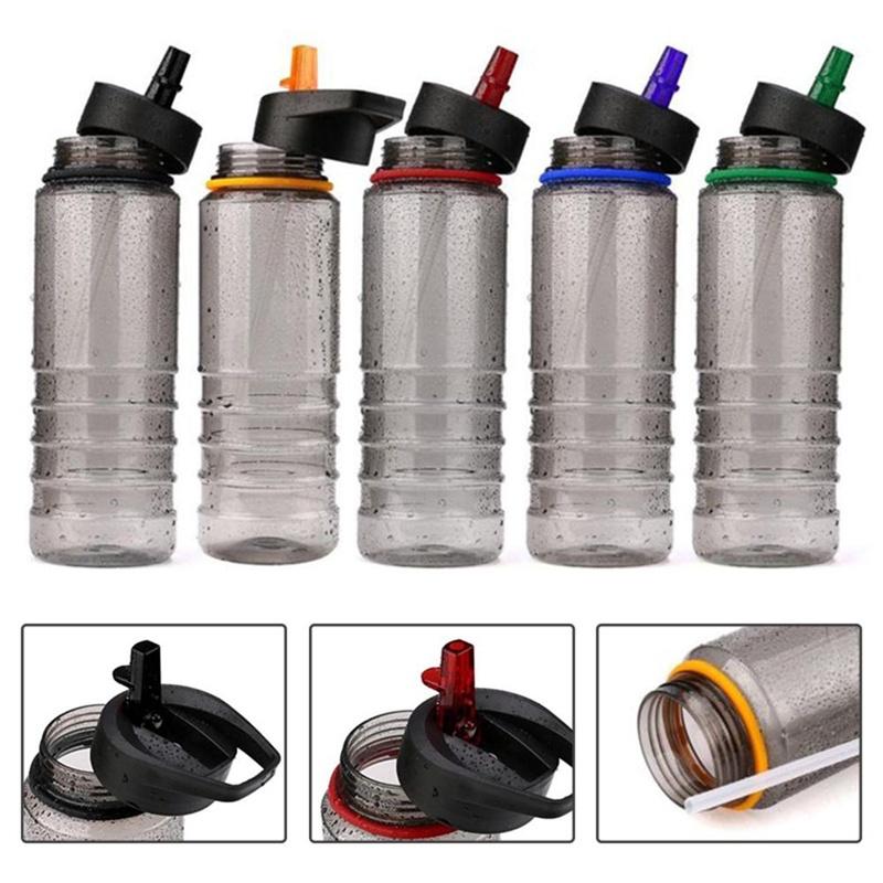 Креативный пластиковый спортивный стакан с ручкой и соломинкой для экологичного питья