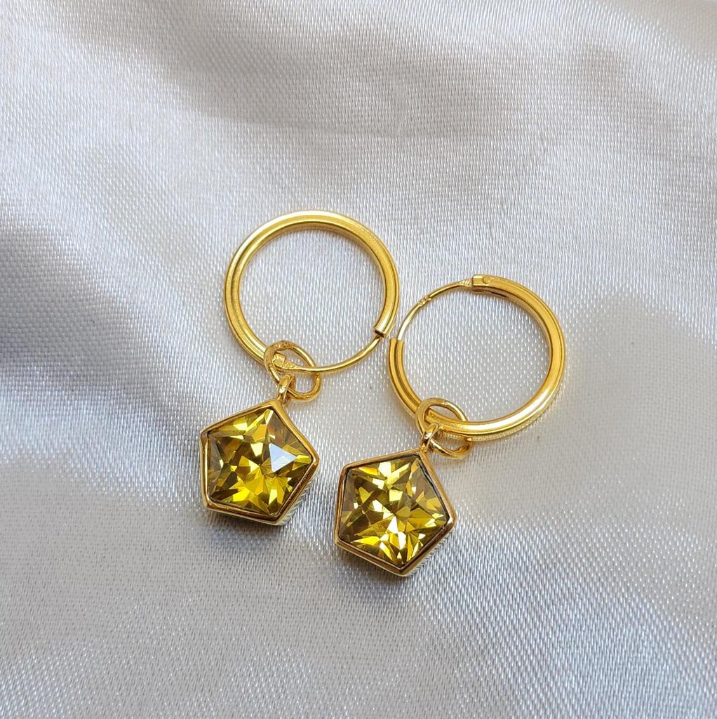 Серьги-кольца с цитрином, желтый драгоценный камень, ювелирные изделия ручной работы с камнем, подарочные кольца из желтого золота для женщин