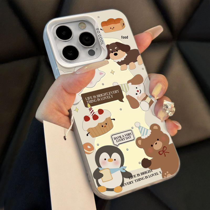 Animal Party Cartoon Drop-Proof Silver Case for iPhone 11/12/13 Pro/15/16 Pro Max/XS
