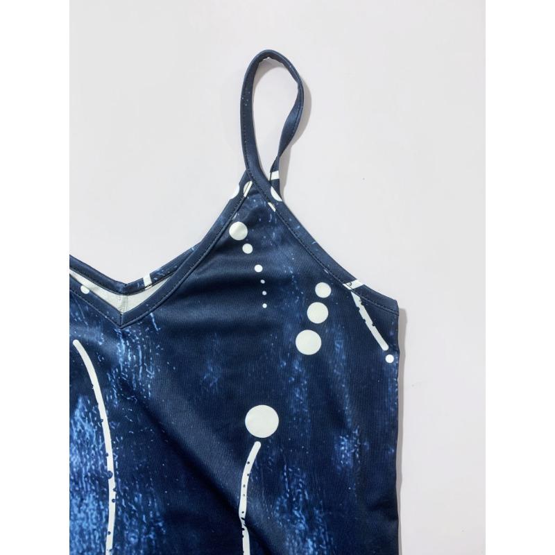 Платье на бретельках с геопринтом, повседневное платье без рукавов на весну и лето, женская одежда