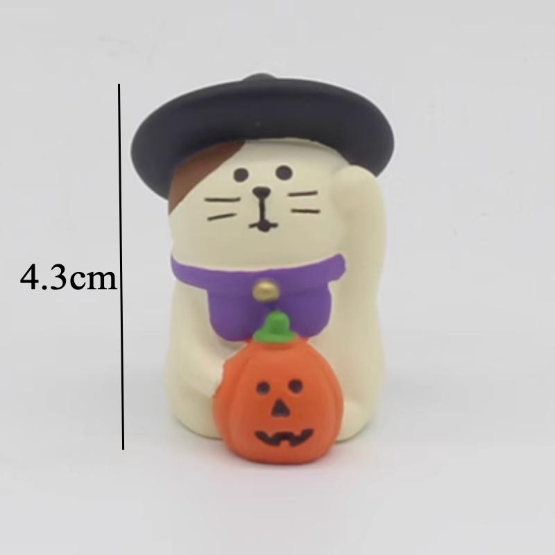 Cute Cat Halloween Concert Miniatures Funny Ghost Figurines Kawaii Shiba Vampire Magic Pumpkin Miniatures DIY Home Decoration