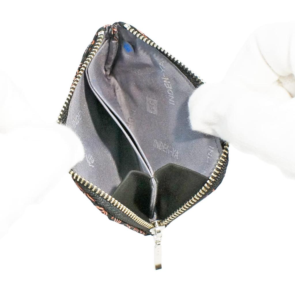 Кошелек Indenya Inden, Кошелек для монет F 05, Оленья кожа, Черный с розовым лаком, Узор 'Подснежник', 1005-51-160