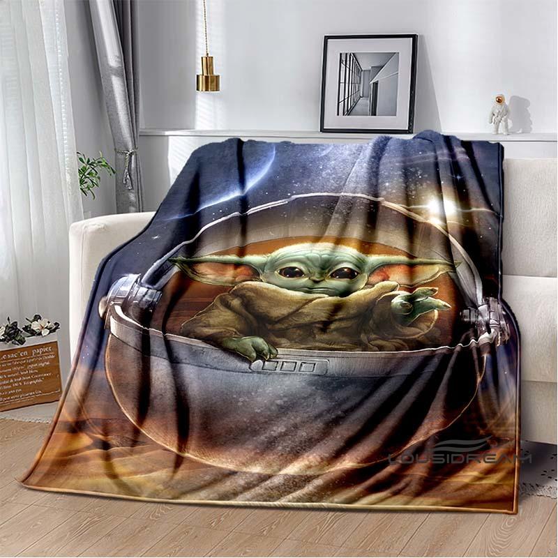 Kawaii Yoda flannel blanket is soft and warm, suitable for bedrooms, living rooms, bedside tables, travel, picnics, and other