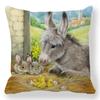 Пасхальная декоративная наволочка с мультяшным яйцом, кроликом, цветочным принтом, наволочка для спальни, домашнего декора 45x45 см