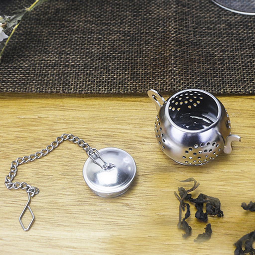 Tea Strainer - Stainless Steel Tea Strainer For Loose Tea, Loose Leaf Tea Infuser, With Chain Hook And Base, Reusable Tea Strainer Bag
