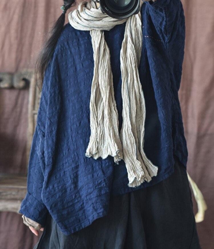 Johnature Women Linen Vintage T-Shirts Autumn Long Sleeve Loose Clothes Fall Casual Female T-Shirts