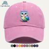 pc Starry Sky Owl Print Baseball Cap with Plush Owl  Starry Eyes  Gradient BlueGreenPurple Adjustable Snapback Hat Suitable