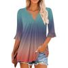 3/4 рукава топы для женщин повседневные оборки V-образный вырез футболки рабочие блузки нарядные туники топы