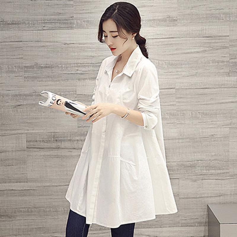 Women's 2025 Spring/Summer Loose-Fit Long Sleeve White Shirt: Trendy Korean Style, Versatile Oversized Design