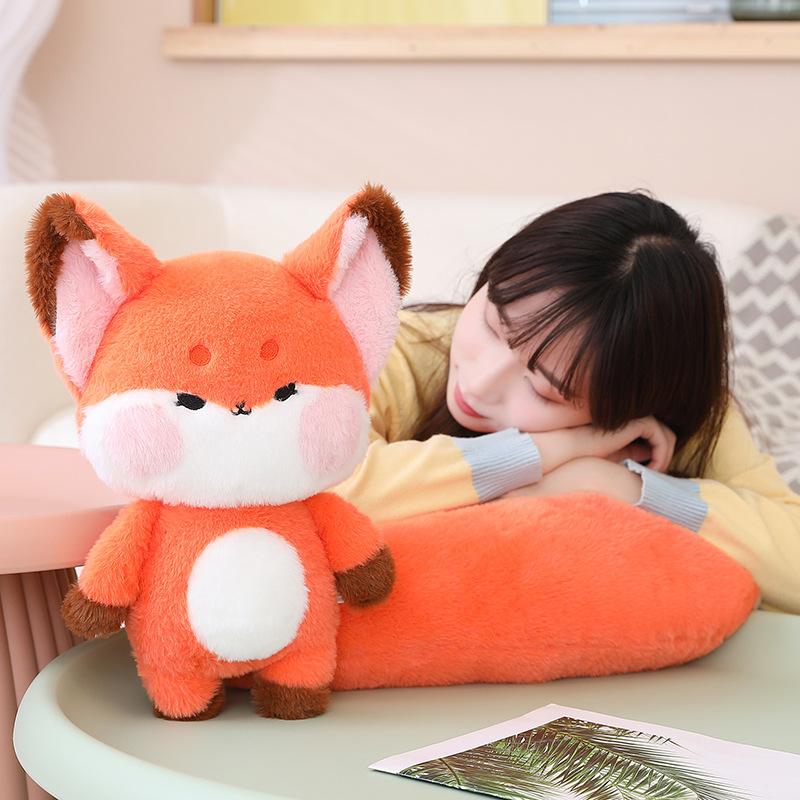 Кукла лиса Дуду, милая кукла лиса с большим хвостом, девочка, спящая подушка, тряпичная кукла, плюшевая игрушка