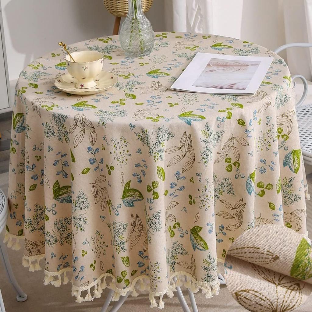 Dining Table Fabric Round Table Retro Floral Cover Towel Restaurant Round Table Table Cover Cloth Direct Supply