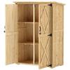 Garden Storage Shed, Wooden Shed for Tools and Garden Equipment, Asphalt Roof, Double Doors, Spruce Wood, Light Brown