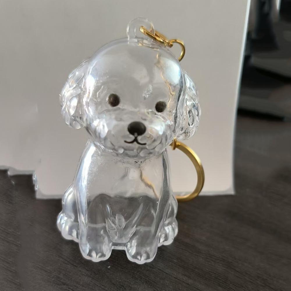 Transparent Pet Hair Keychain Dog Shape Puppy Pendants Cartoon Dog Hair Storage Box  Jewelry Gift