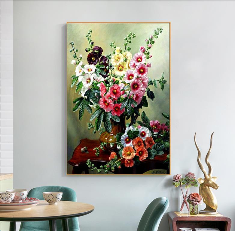 RUOPOTY DIY Frame Oil Painting By Numbers Daisy Flower Acrylic Home Decor On Canvas Wall Art Picture Rose For Living Room