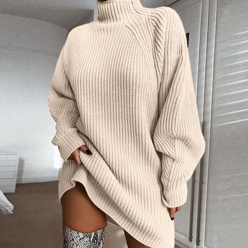 Women's Oversize Pullover High Neck Loose Casual Loose Long Sleeve Shirts Warm Long Sleeve Knitted Basic Top Tops Sweatshirt