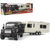 1/32 Scale Land Rover Trailer Flatbed Towing Diecast Car Model Toy,Pull Back Toy Vehicle with Sound and Light for Kids Toddler Kids Gift Collection