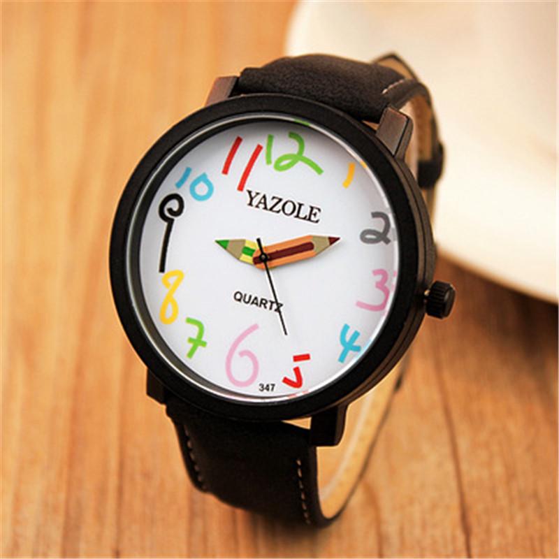 Women's Watches Stylish Fashion Wristwatch Creative Pencil Needle Lady Leather Clock Quartz Men Watch Gift Students Reloj Mujer