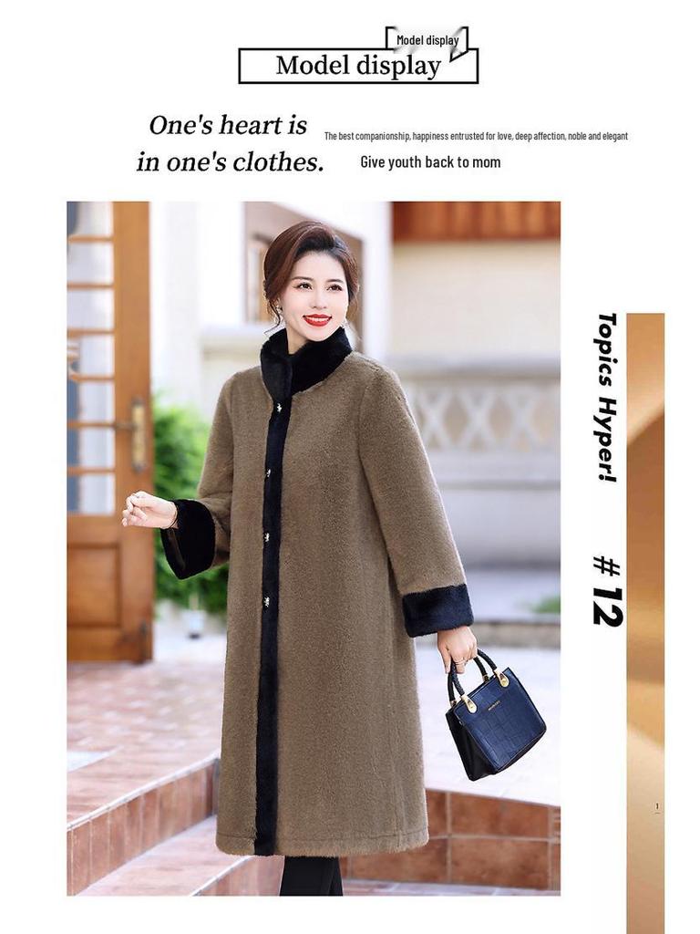 Мамино зимнее пальто из искусственного норкового бархата для женщин среднего и пожилого возраста - Элегантное меховое пальто "все в одном"