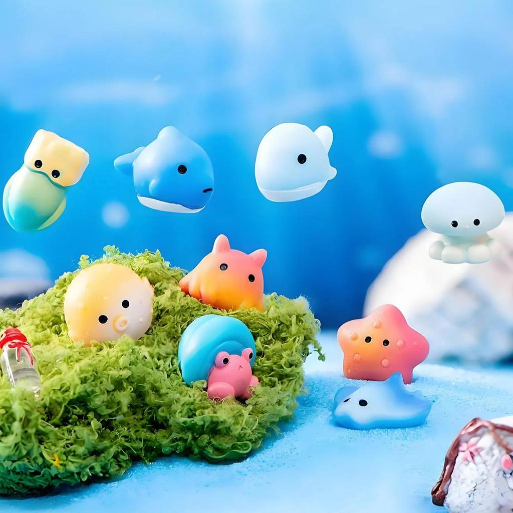 10/20Pcs Mini Ocean Resin Animals Tiny Sea Animals Figurines Mini Fish For Diy Fairy Garden Glass Container Potted Plant Decor