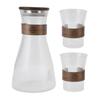 Bedside Carafe with Lid and 2 Glass Cup Set 1600ml 300ml Heatproof Coldproof High Borosilicate