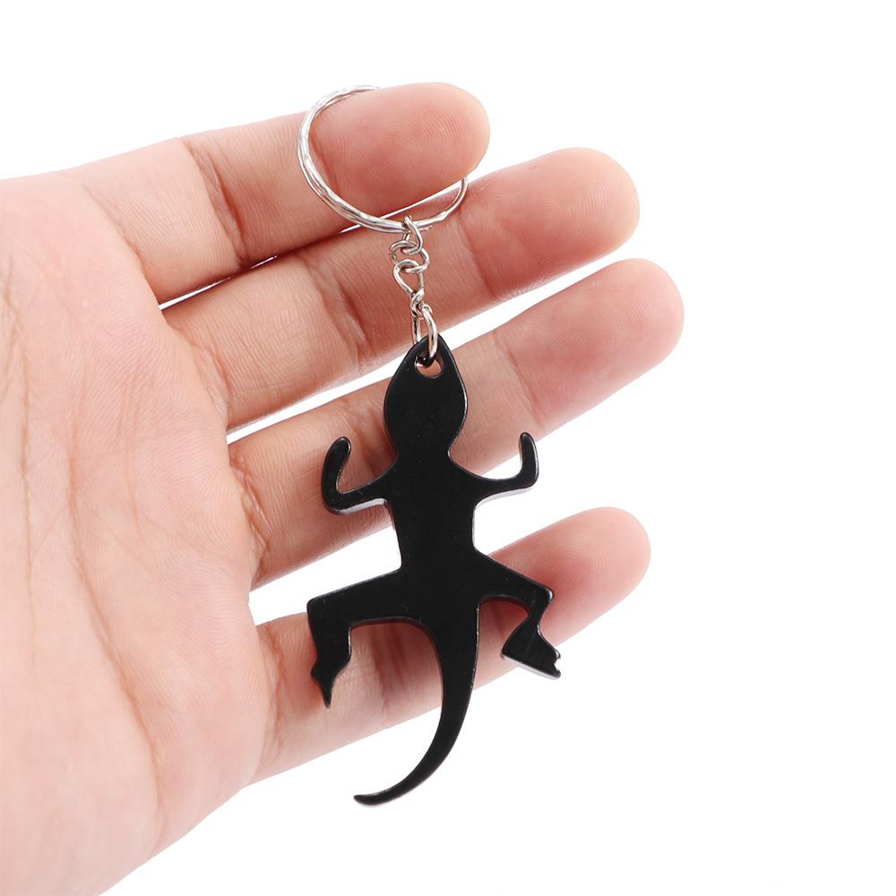 Cartoon Novelty Lizard Shape Keychains Beer Aluminum Bottle Opener Keys Ring Openers Corkscrew