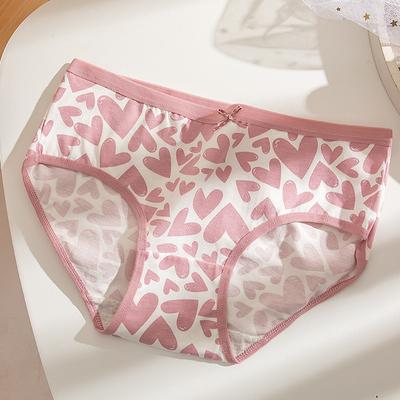 Японское женское нижнее белье со средней посадкой, хлопковые бесшовные женские трусы с завязками-бабочками и цветочным принтом, с низкой талией