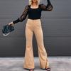 2023 Fashion Spring Womens Cargo Pants Casual Streetwear Trousers Autumn Solid Medium Waist Slim Fit Corduroy Flare Pants 25662