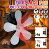 5 Blades Fireplace Heat Powered Stove Fan Black Log Wood Burner Ecofan Quiet Home Fireplace Fan Efficient Heat Distribution