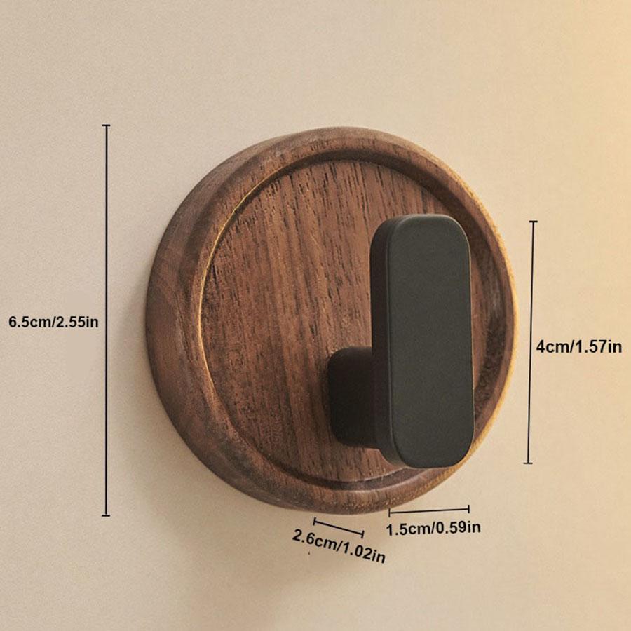 Self-adhesive Solid Wooden Hook Walnut Key Decorative Towel Holder Hook Door Hanger Wall Coat Rack Kitchen Bathroom Organizer