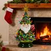 Lighted Up Santa Christmas Tree Decor 11 Inch Resin Old Man Christmas Tree Light with Multicolored Lights And Star Topper for Holiday Tabletop Decor