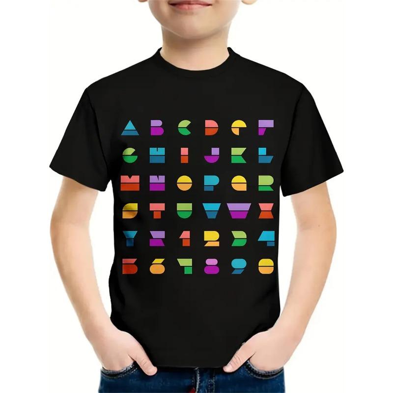 Simple Geometry 3d Print Retro Top Tee Shirt Kids Boys Clothes Short Sleeve Casual Children's Clothing Fashion T Shirt For Boys