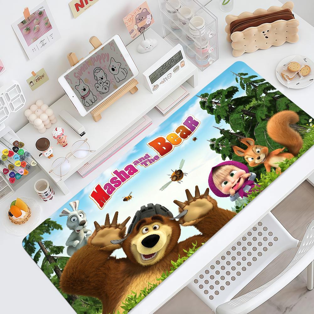 Mouse Pad MousePad Non-slip M-Masha Cartoon Funny Lockedge Office Student and Gaming Bear Thickened Large Writing Pad Cushion