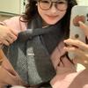 Gray Cross Wool Small Scarf Women's Winter New Versatile Warm Knitted Neck Protection Scarf
