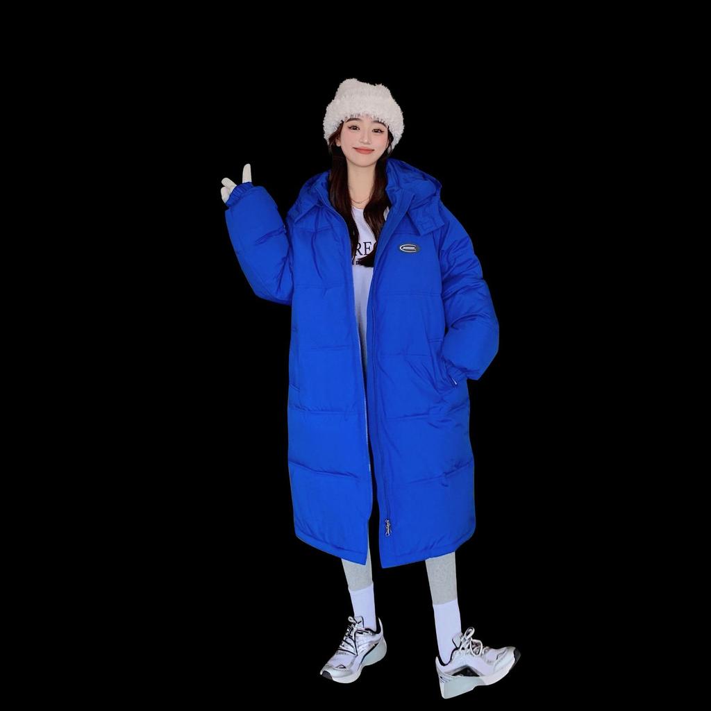 Осенне-зимняя мужская и женская однотонная свободная ветрозащитная утолщенная теплая длинная женская куртка с капюшоном