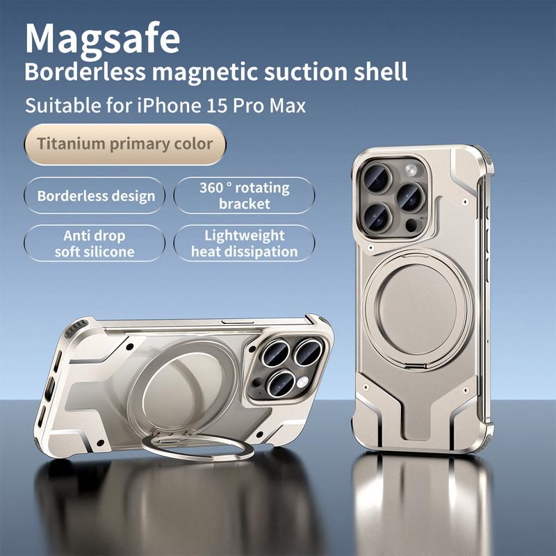 Aluminum Alloy Frameless Heat Dissipation Case For iPhone 17 Pro Max Air 16 15 14 13 Pro Max Wireless Charge Shockproof Magnetic Bracket Bumper Cover