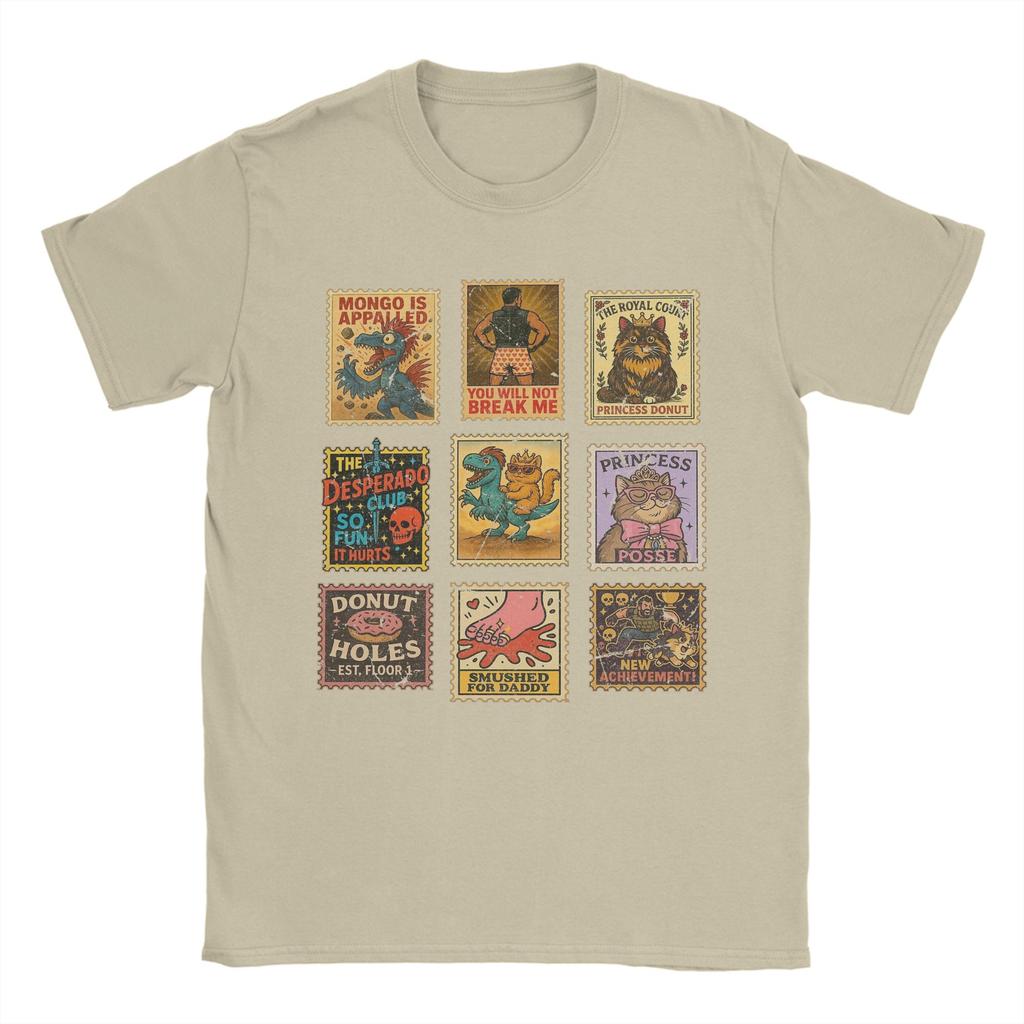 Dungeon Crawler Carl Vintage Stamp T Shirts Men Cotton Funny TShirts Crew Neck  Tees Short Sleeve Clothes Plus Size