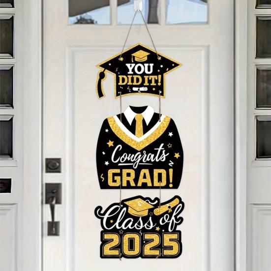 Выпускной 2025 года, подвесная табличка для входной двери Выпускной 2025 года Приветственная табличка для украшения крыльца выпускного