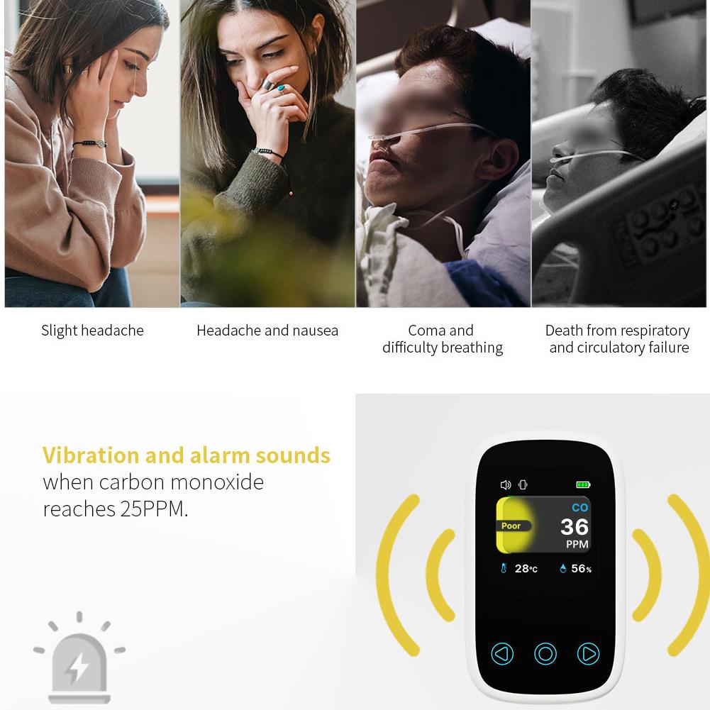 3в1 тестер качества воздуха CO детектор температуры и влажности NDIR датчик автоматическая регулировка яркости