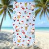 Cute Puppy Cartoon Print Microfiber Beach Towel Water Absorbent Quick Dry Bath Towel For Vacation