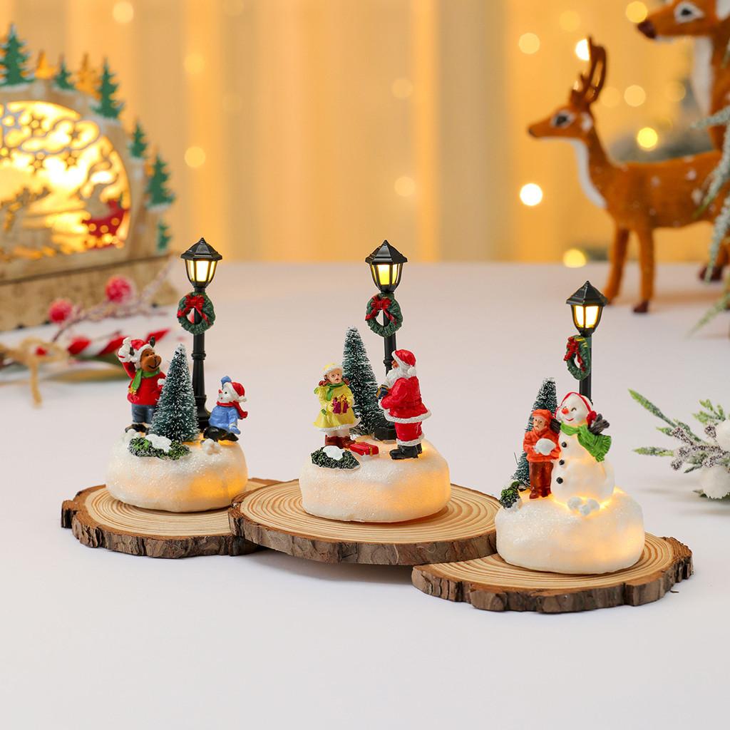 Cartoon Resin Christmas Ornament With Illuminated Effect For Holiday Party Decor